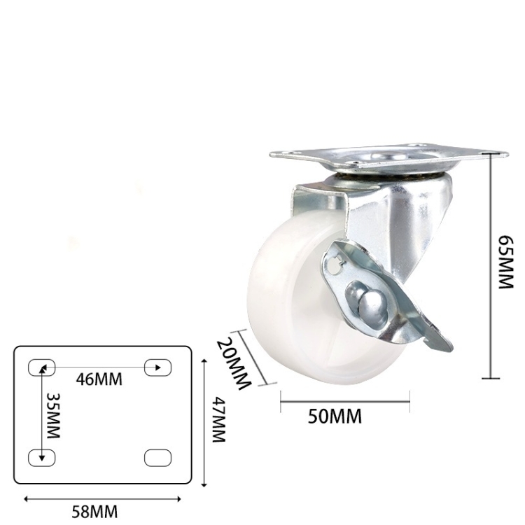 1.5-inch, 2-inch, 2.5-inch and 3-inch Black PP Furniture wheels