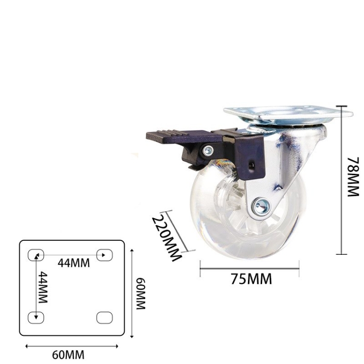 1.5-inch, 2-inch and 3-inch Transparent Crystal Version PU Caster