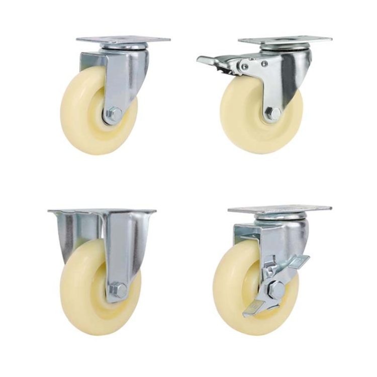 2.5-inch, 3-inch, 4-inch and 5-inch medium White PP wheels