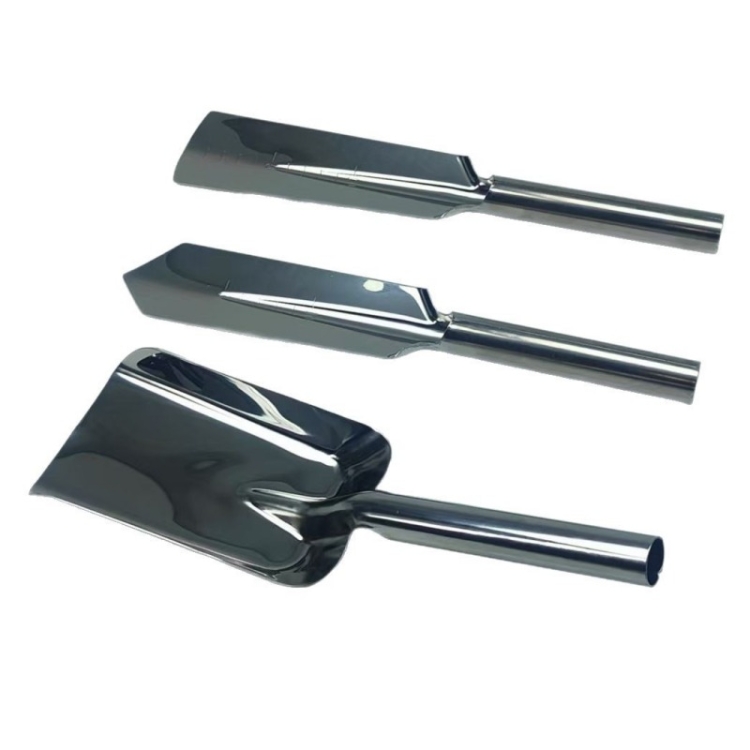 One-piece molded stainless steel shovel