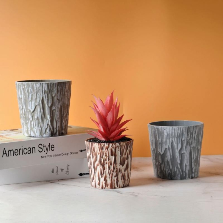 Imitation bark plastic flower pots