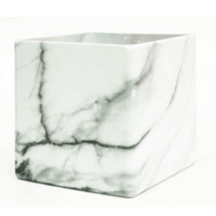 Simple cube-shaped plastic flower pot