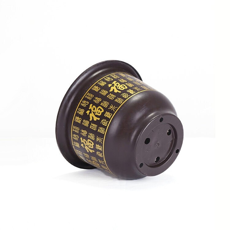 Plastic flower pots with printed patterns