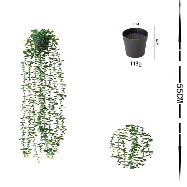 9-pronged green simulated eucalyptus vine