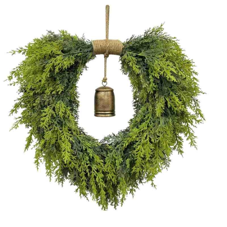 50cm heart-shaped wreath with jingling decorations