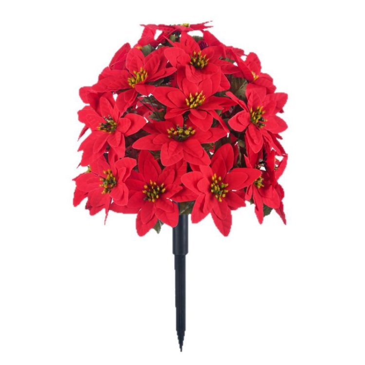 60cm artificial poinsettia plant inserted into the ground
