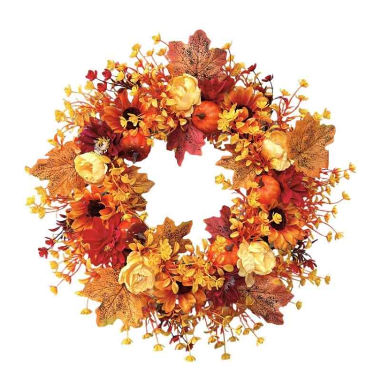Harvest Festival Maple Leaf Pumpkin Wreath Gate
