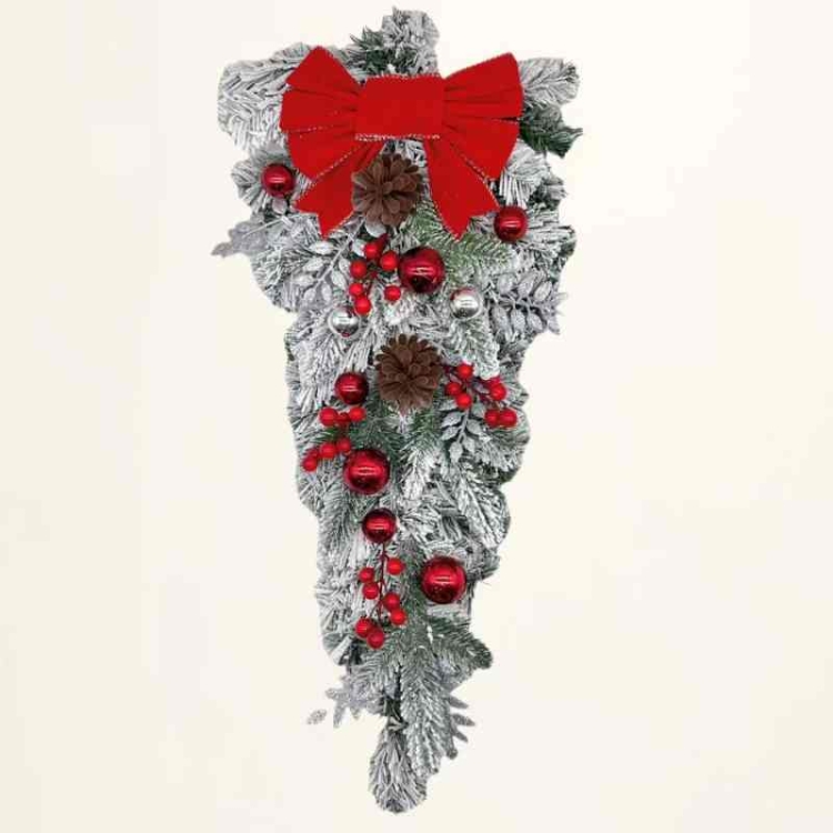 Christmas flocked door hanging wreath decorations