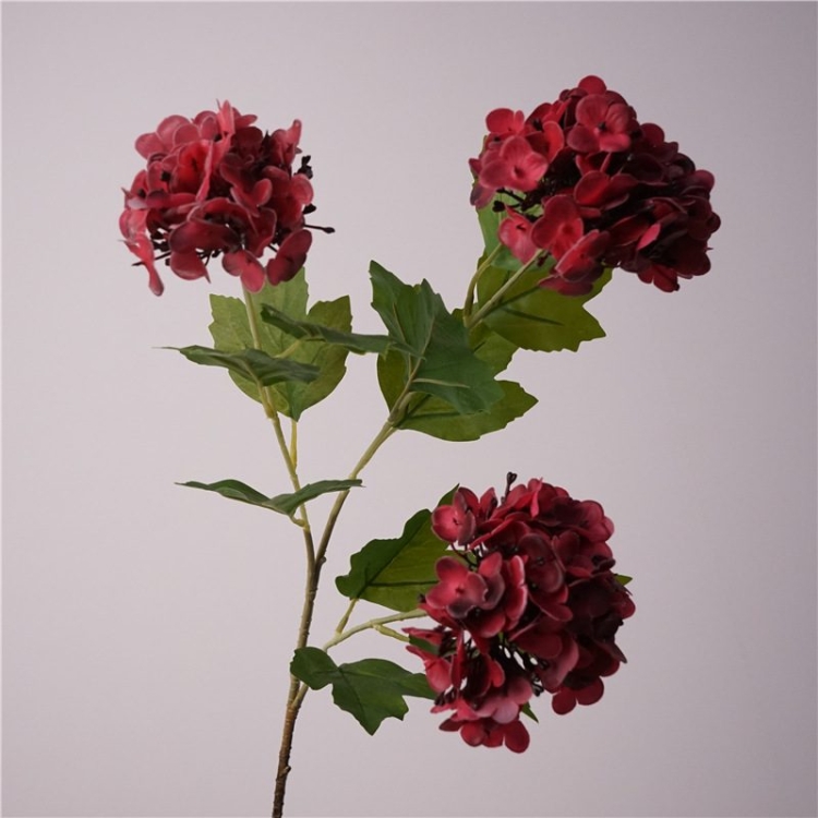 Soft-touch silicone hydrangea with three branches