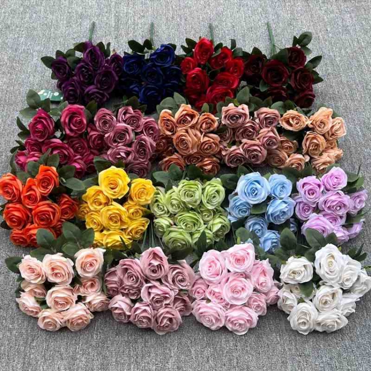 Artificial roses with 10 flower heads