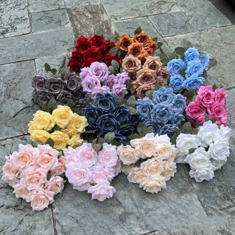 Simulated diamond rose with nine flower heads