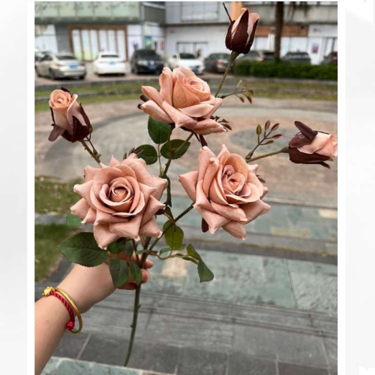 Artificial roses with six flower heads