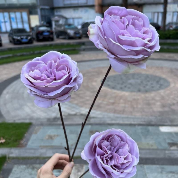 Austin artificial rose with three flower heads