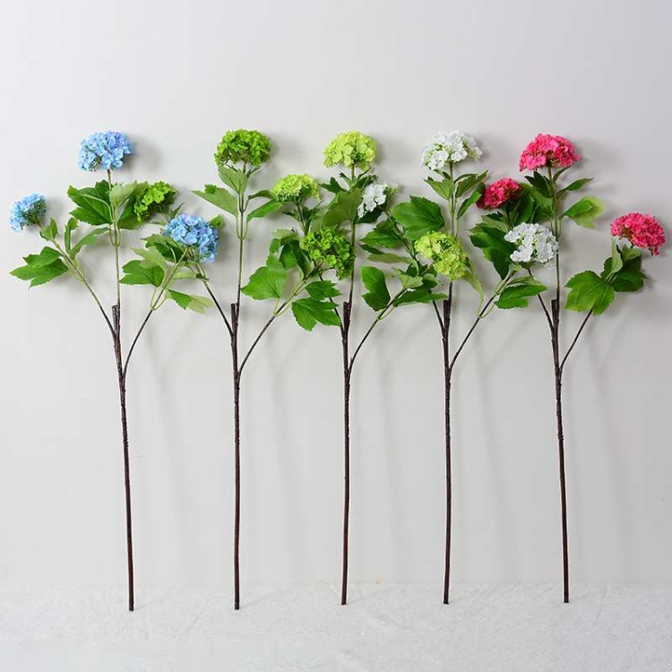 Artificial hydrangea with three artificial flower heads