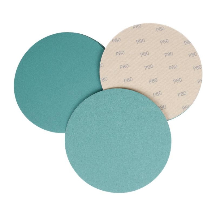 2-inch, 3-inch, and 5-inch round flocked green sandpaper