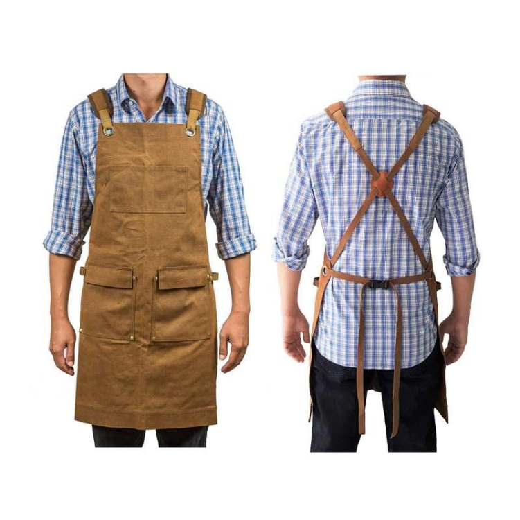 Thickened canvas apron for carpentry, electrical work, and landscaping