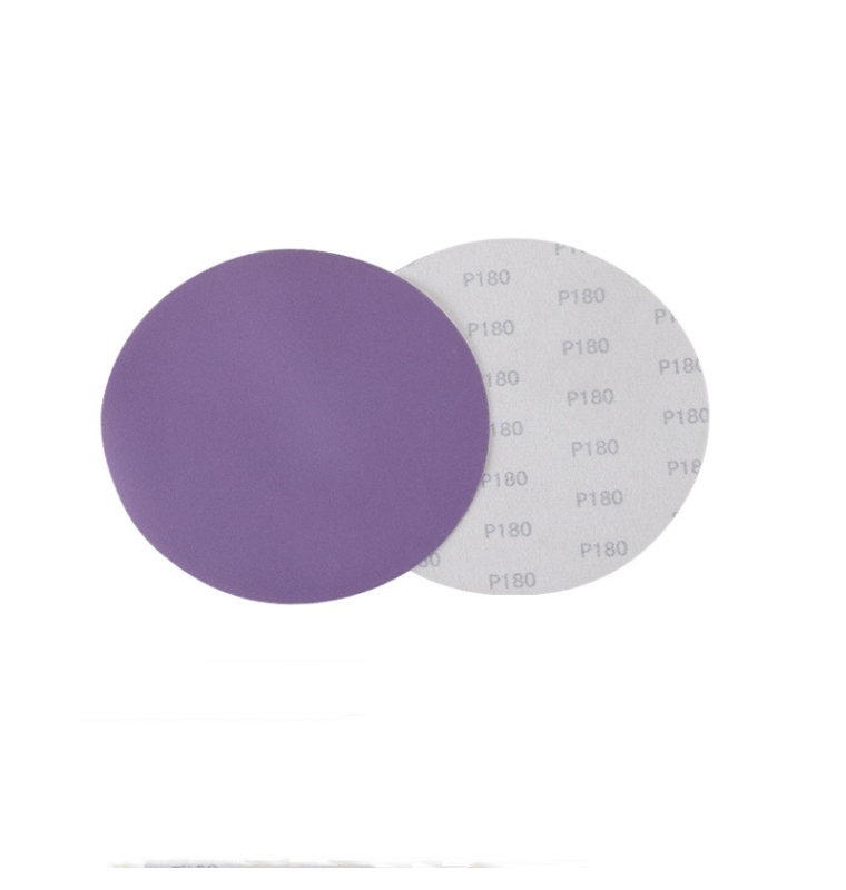 5-inch, 6-inch,  and 9-inch round flocked purple sandpaper