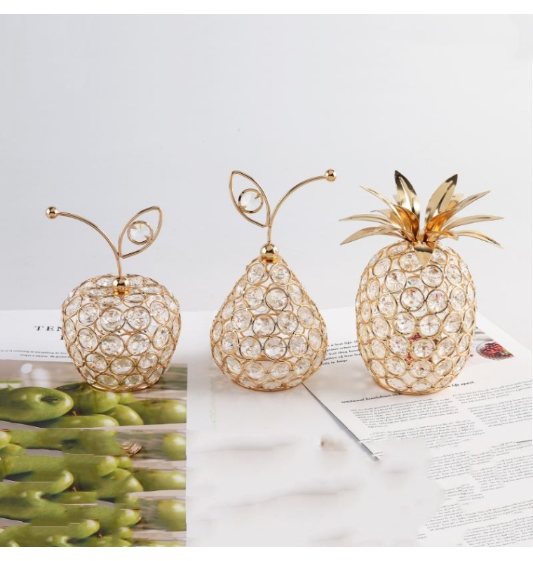 Creative Crystal Metal Crafts of Apples, Pears, and Pineapples