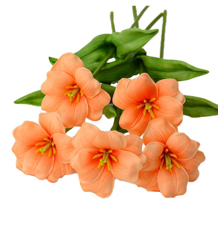 Artificial tulips in bloom