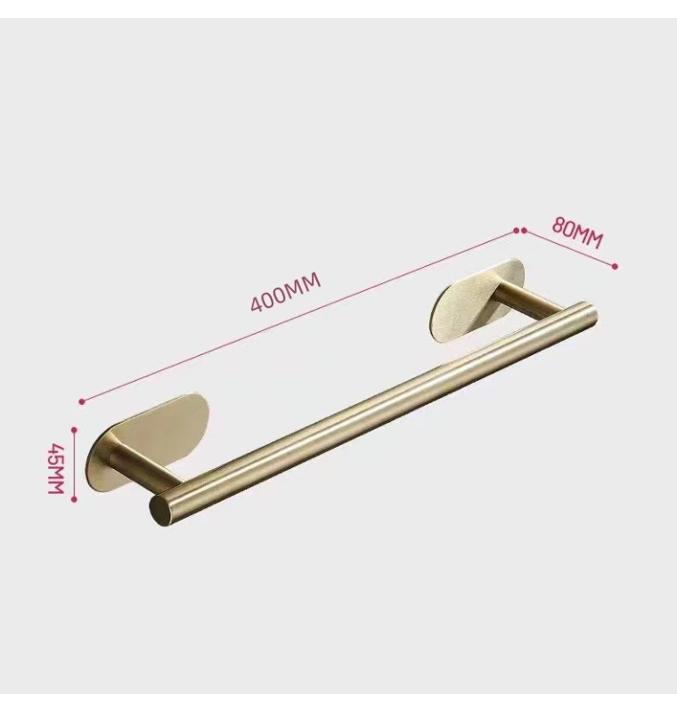 Stainless steel no-drill towel bar