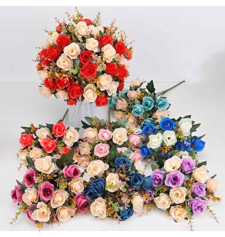 Artificial rose with twelve blooms