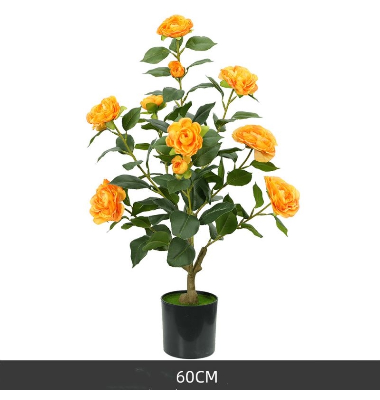 Artificial orange camellia potted plants 60-210 cm