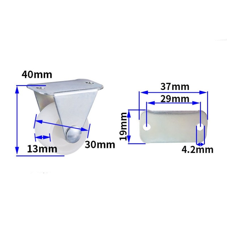 1-inch, 1.25-inch and 1.5-inch White PP wheels