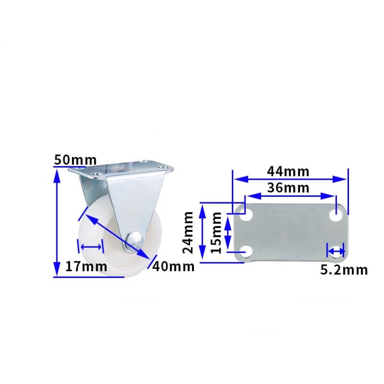 1-inch, 1.25-inch and 1.5-inch White PP wheels