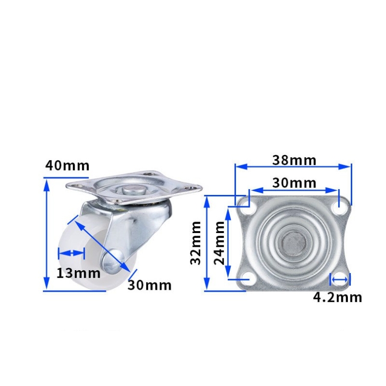 1-inch, 1.25-inch and 1.5-inch White PP wheels