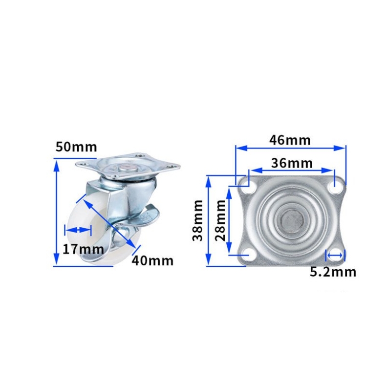 1-inch, 1.25-inch and 1.5-inch White PP wheels