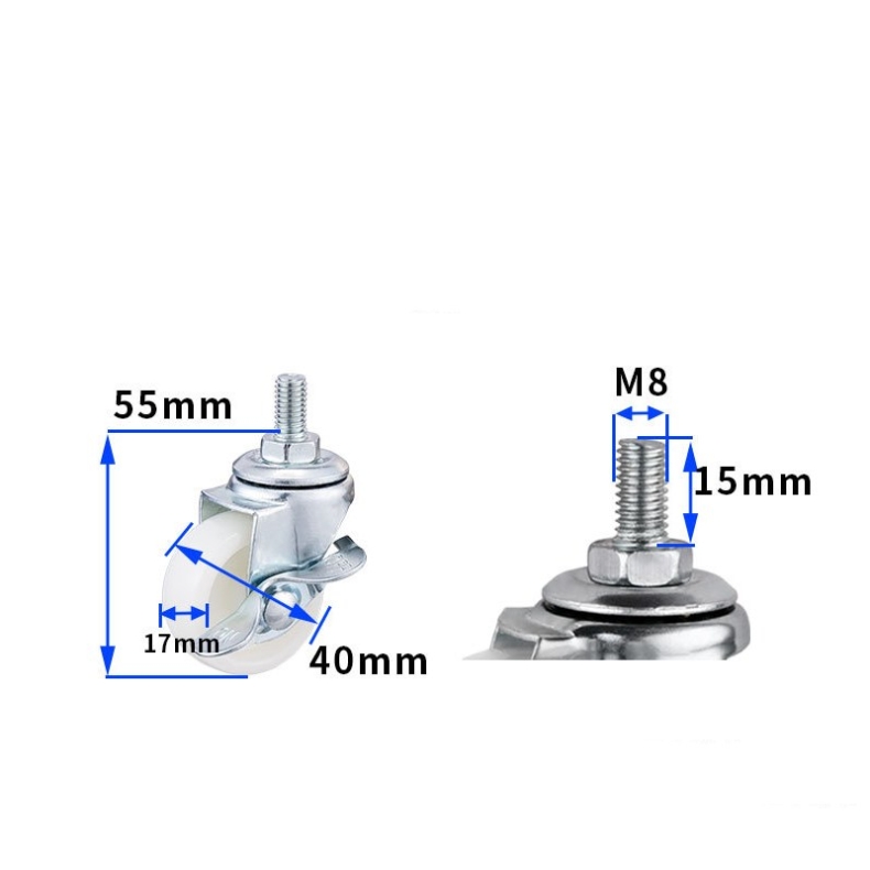 1-inch, 1.25-inch and 1.5-inch White PP wheels