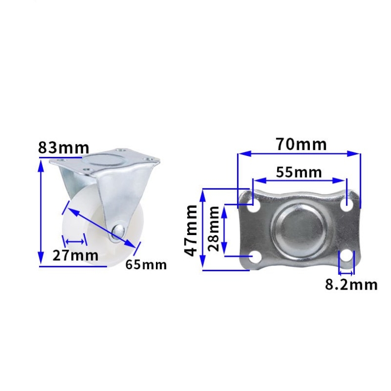 2-inch, 2.5-inch and 3-inch White PP wheels