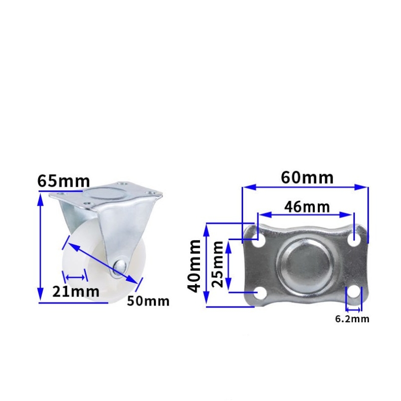 2-inch, 2.5-inch and 3-inch White PP wheels