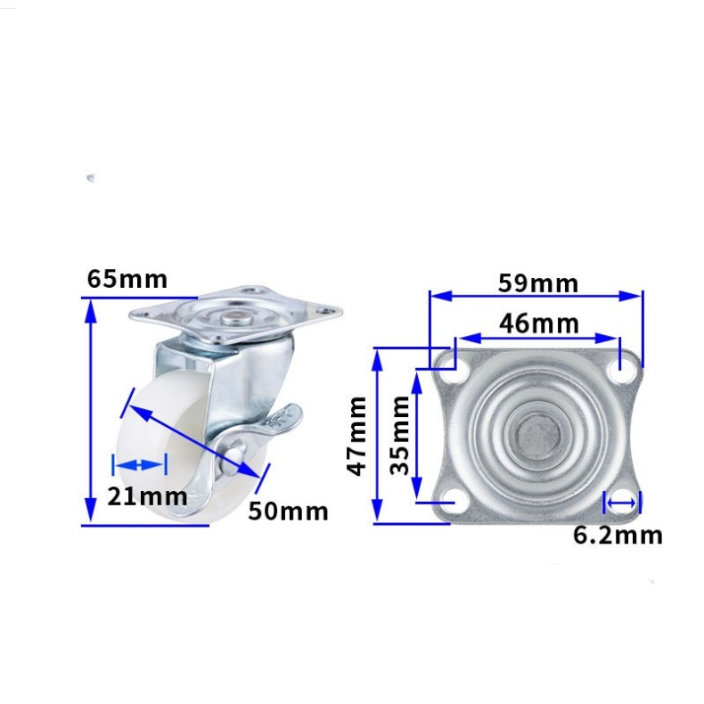 2-inch, 2.5-inch and 3-inch White PP wheels