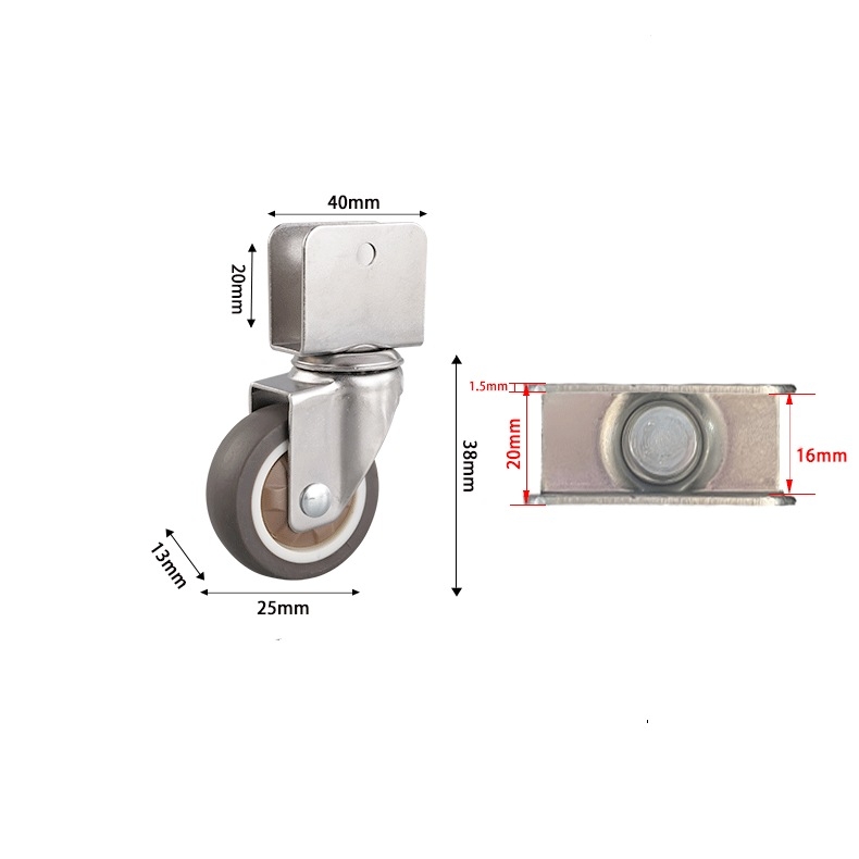 1-inch, 1.25-inch, 1.5-inch and 2-inch TPR U-shaped caster