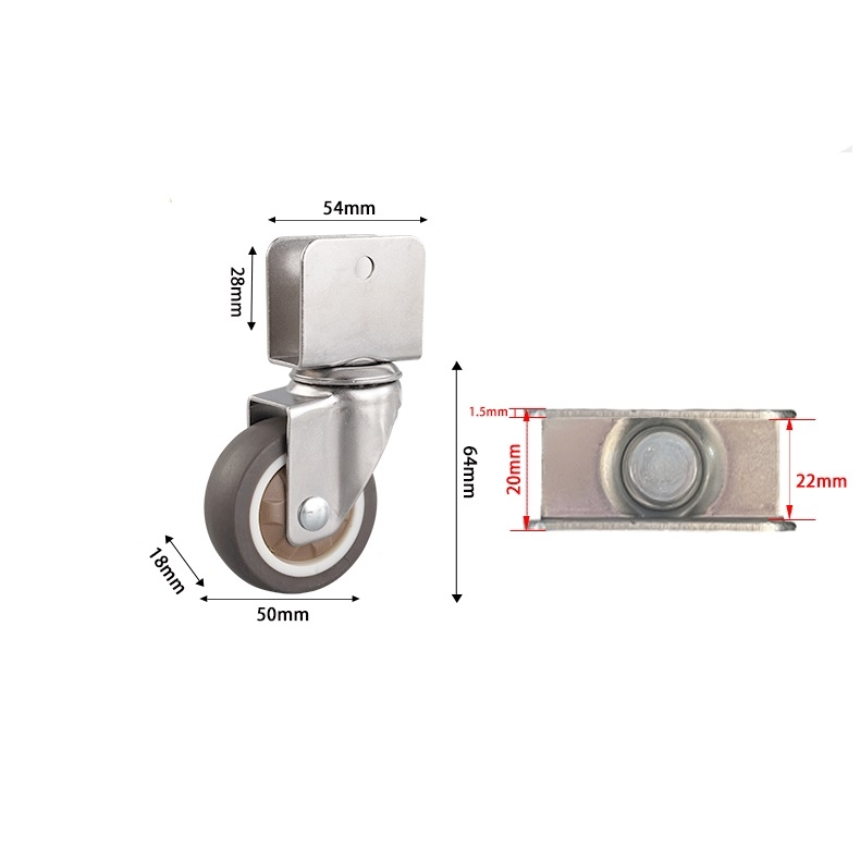 1-inch, 1.25-inch, 1.5-inch and 2-inch TPR U-shaped caster