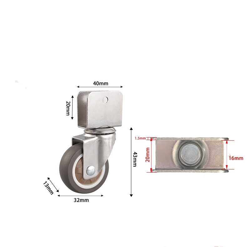 1-inch, 1.25-inch, 1.5-inch and 2-inch TPR U-shaped caster