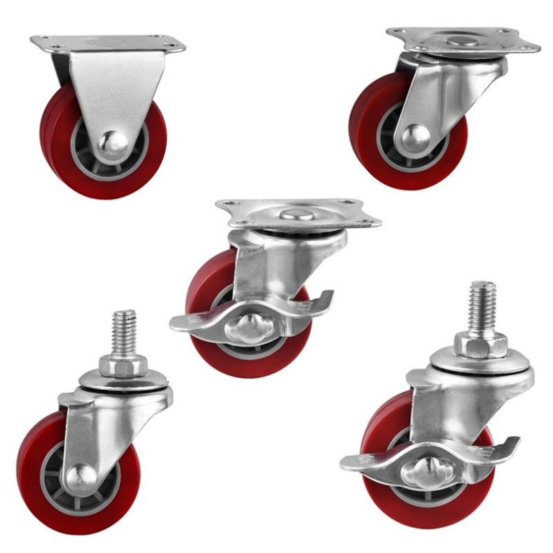 1-inch, 1.25-inch and1.5-inch Jujube Red PU Caster