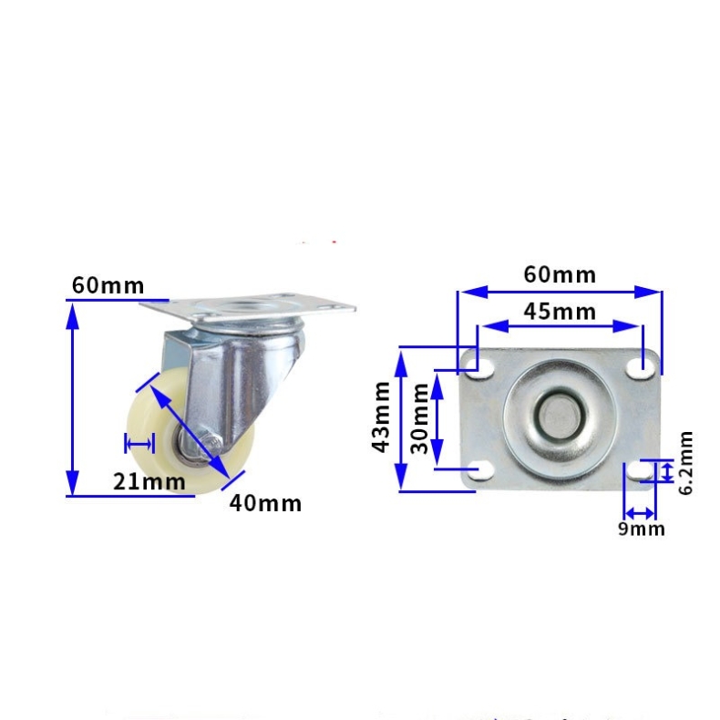1.5-inch and 2-inch medium nylon wheels
