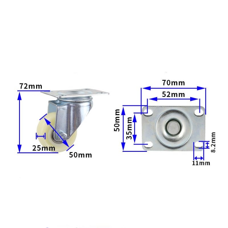 1.5-inch and 2-inch medium nylon wheels
