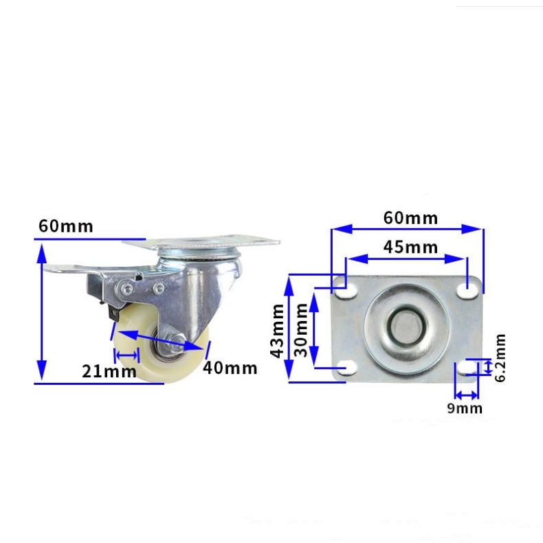 1.5-inch and 2-inch medium nylon wheels