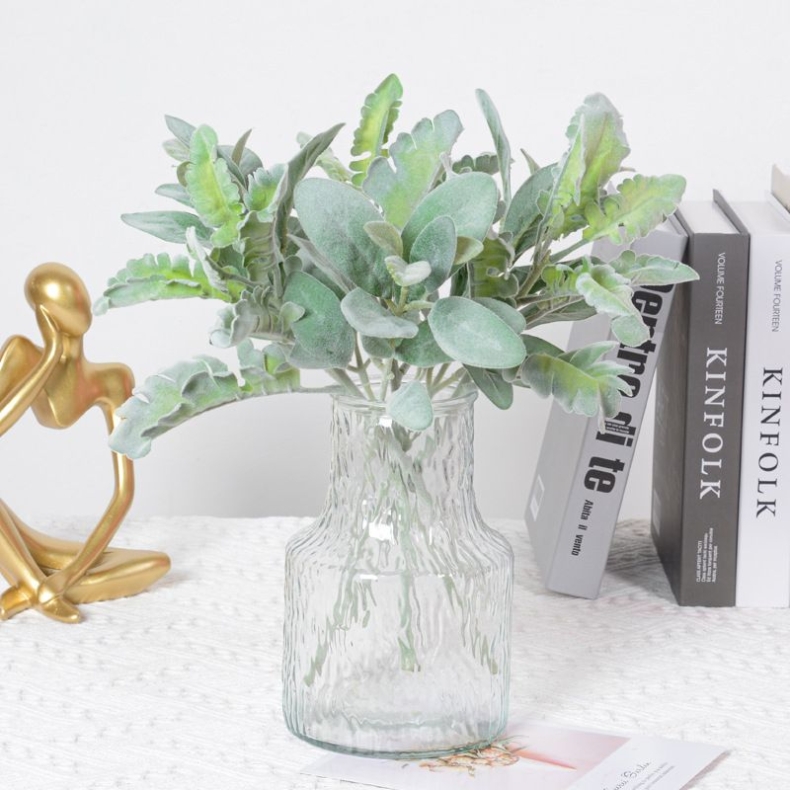 Silver chrysanthemum and rabbit ear artificial plants