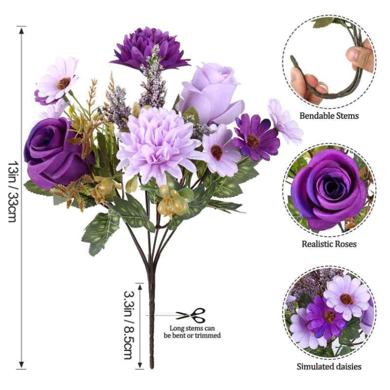 Artificial chrysanthemum, rose, and hydrangea all-in-one