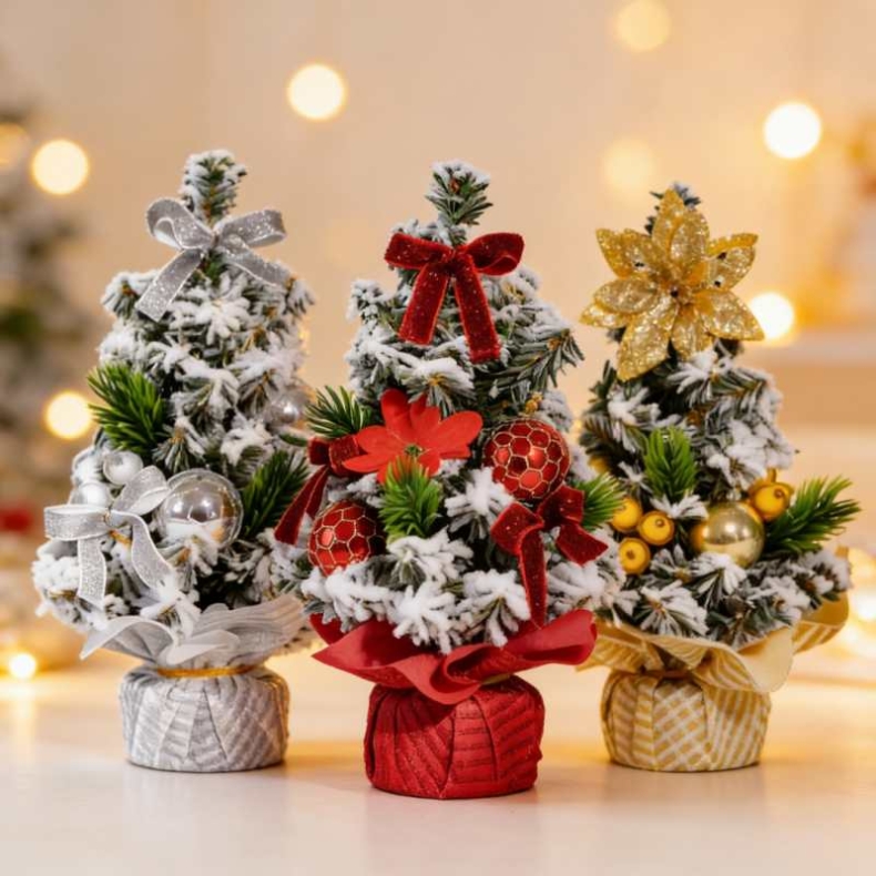 Miniature flocked Christmas tree
