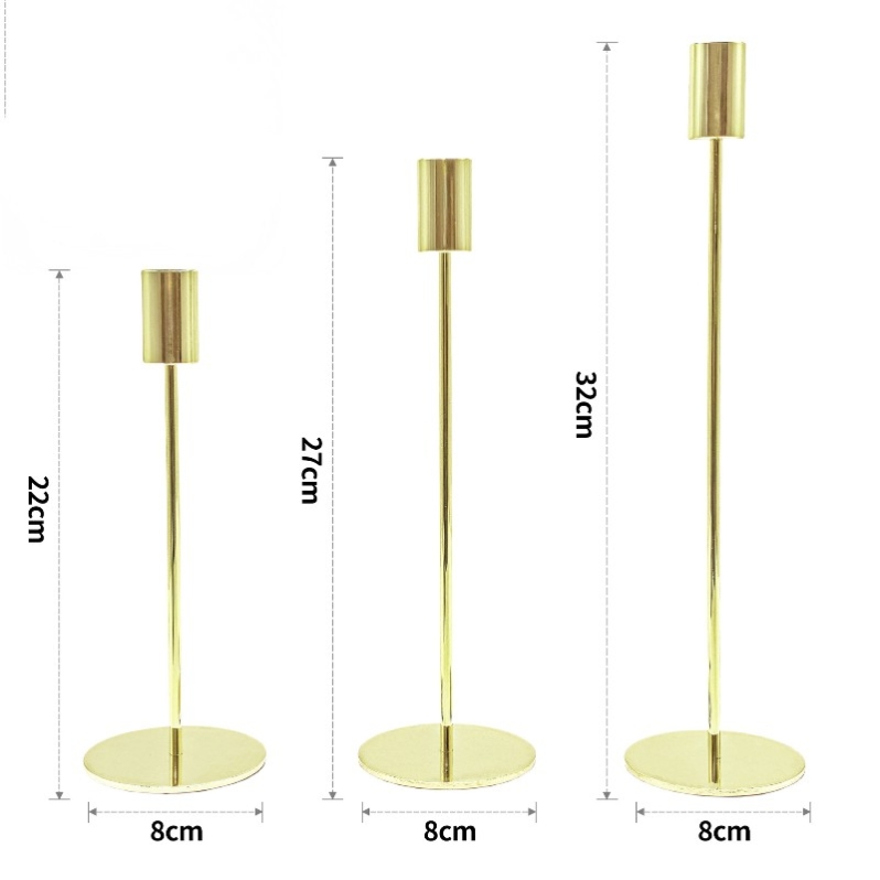 Metal andlestick three-piece set