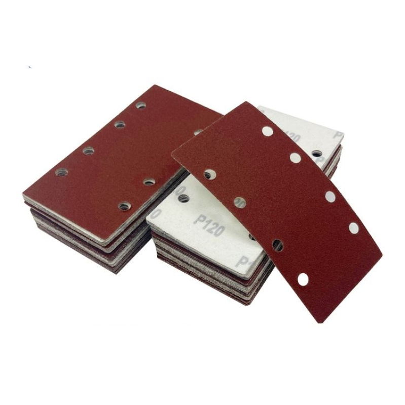 185*93mm rectangular flocked sandpaper sheet with8 holes
