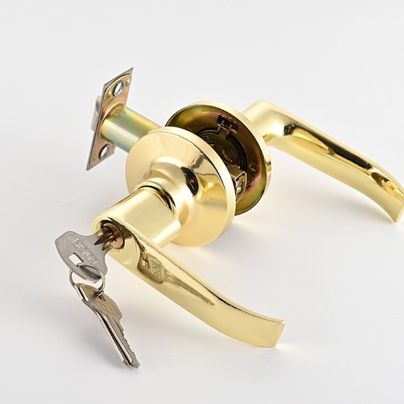 Three-bar aluminum alloy round gold handle lock