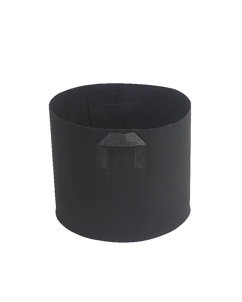 Black non-woven planting bags with two handles