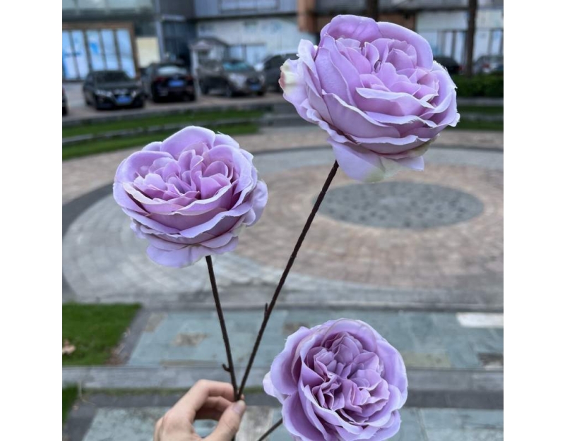 Austin artificial rose with three flower heads