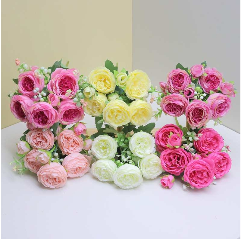 Various colors of artificial peony flowers